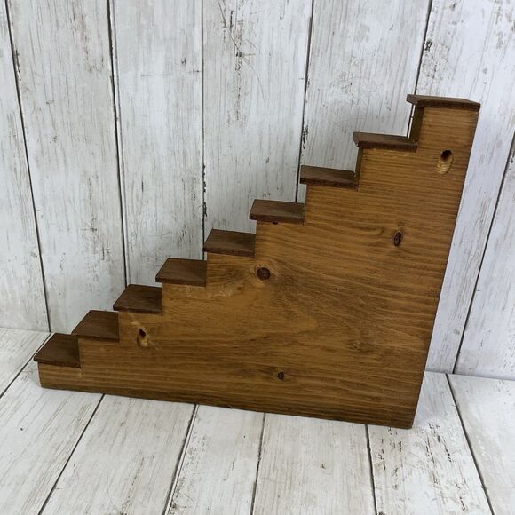 Vintage Wood Staircase Shelf W/ Red Heart Wall Mount Or Shelf Sitter - Picture 6 of 8
